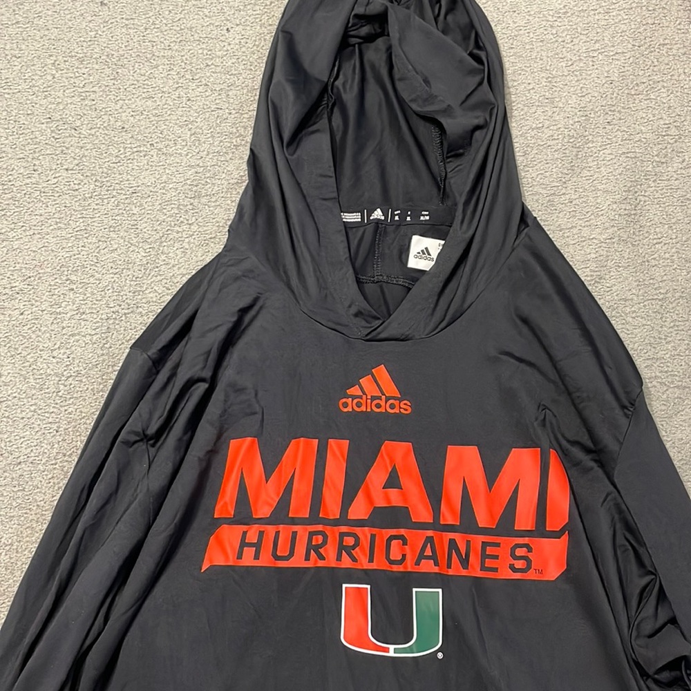 adidas Long sleeve hooded lightweight Miami Hurricanes with U logo